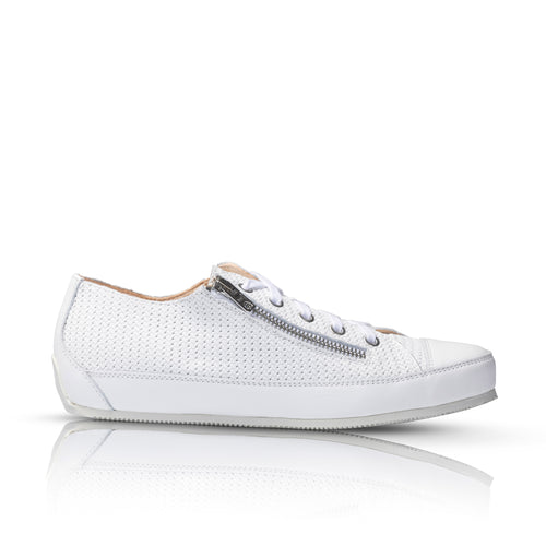 L'ecologica White Weave Zip Sneaker - Booty Shoes