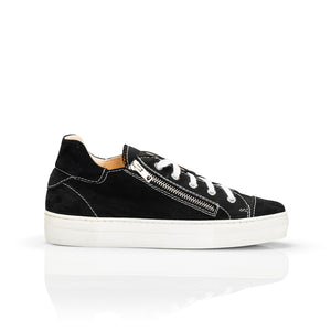 L'ecologica black and white suede platform sneaker - Booty Shoes
