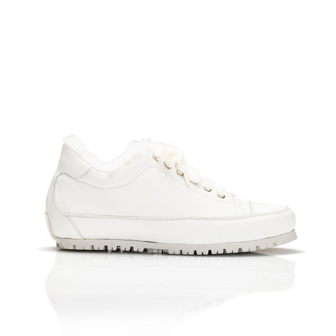 L'ecologica white sneaker with fur lining - Booty Shoes