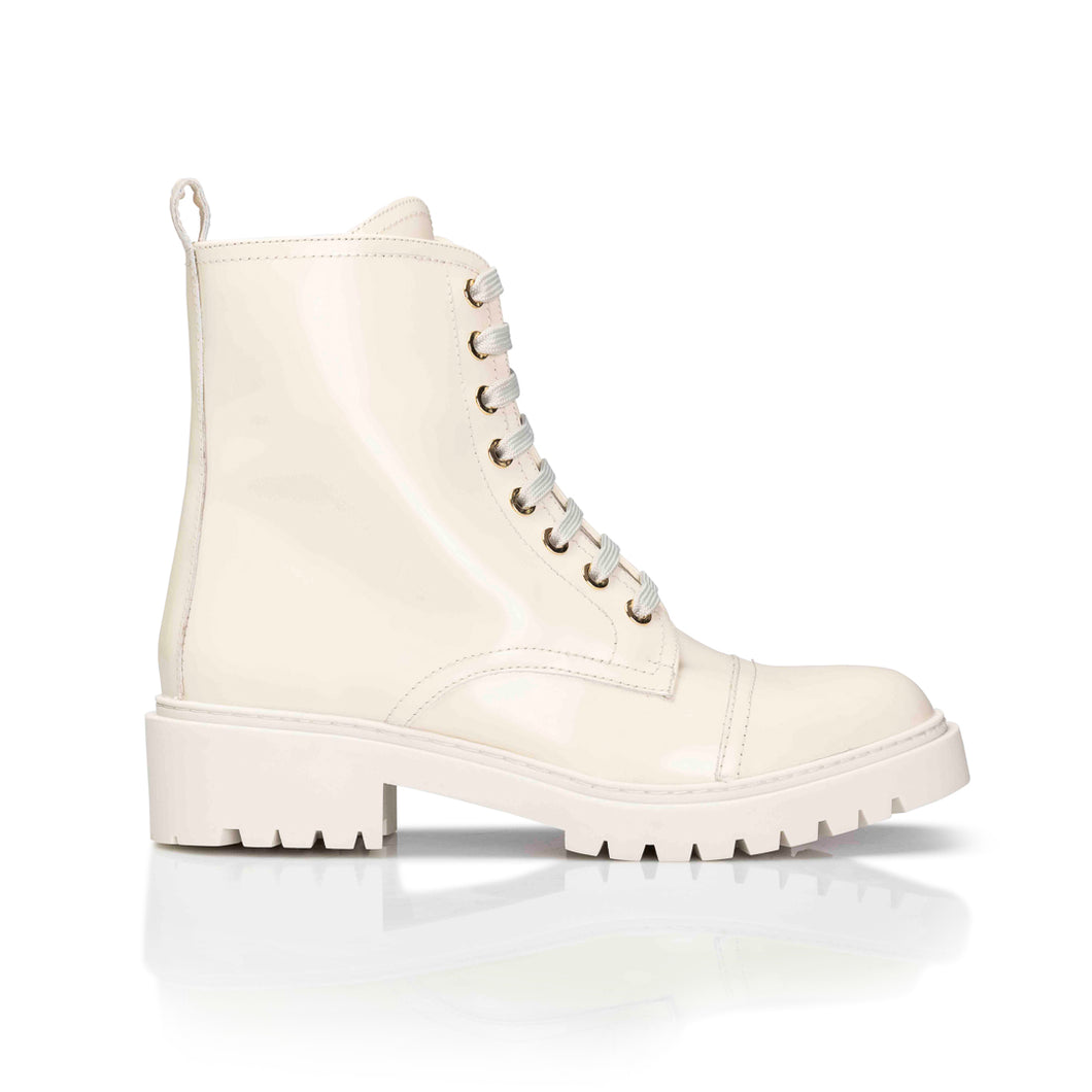 Unisa winter white lace up boot - Booty Shoes