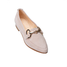 L'Ecologica  nude suede loafer with buckle detail