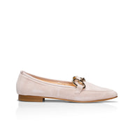 L'Ecologica  nude suede loafer with buckle detail - Booty Shoes